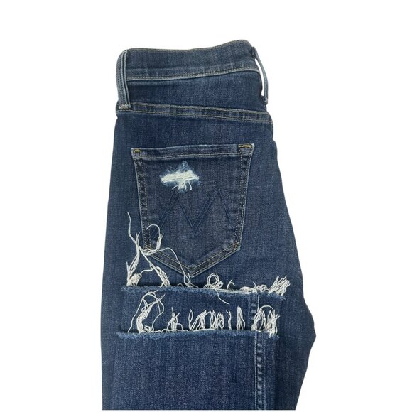 Mother High Waisted Rider Ankle Fray Jeans Size 26 In Wicked Wildflower Wash - Picture 9 of 16